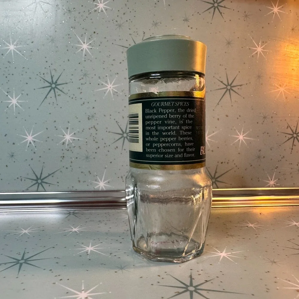 Vintage McCormick Whole Black Pepper Jar Green Label Glass Spice Bottle‎ Retro